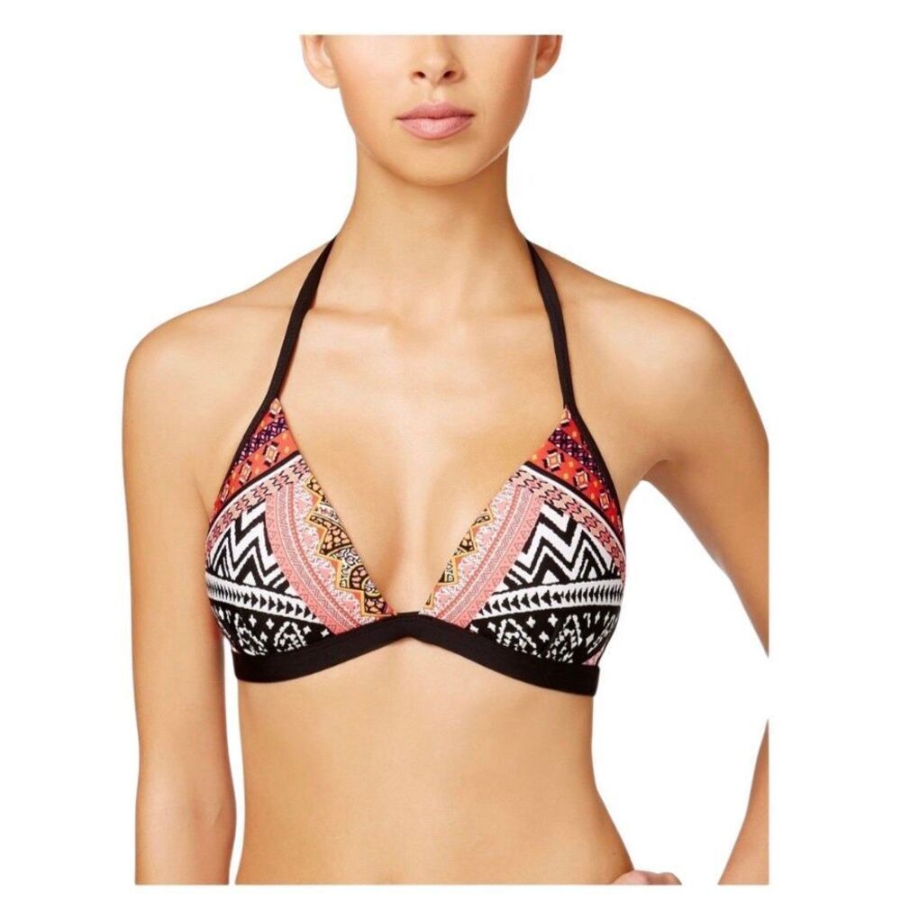 Kenneth Cole "Without Borders" halter bikini top featuring a bold geometric and